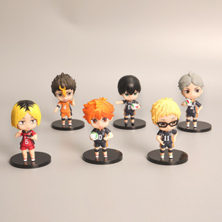 ชุดไฮคิวญี่ปุ่น 9 ซม. 6 ชิ้น / ชุด โมเดลฟิกเกอร์ PVC อนิเมะ Hinata Shoyo Tobio Kageyama Q Version Volleyball Young ของเล่นสําหรับเด็ก