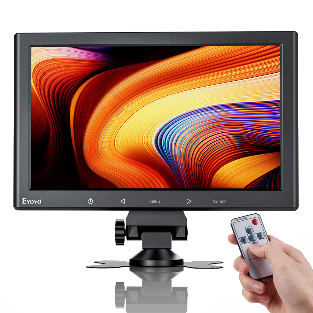 Eyoyo มอนิเตอร์ 10 นิ้ว  Display Screen HDMI Monitor ขนาดเล็ก 1024x600 HDMI VGA AV พร้อมรีโมตคอนโทรล และลําโพง แบบพกพา สําหรับเล่นเกม Raspberry Pi PC DVD รถยนต์