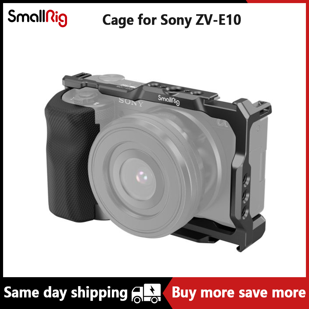 (รุ่นอัพเกรด) Smallrig ZV-E10 กรง พร้อมด้ามจับซิลิโคน พร้อมที่เสียบแฟลช และแผ่นปลดเร็ว สําหรับ Sony 