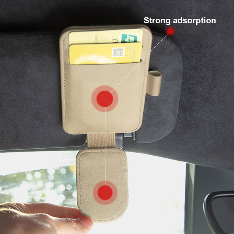 Seametal ที่บังแดดรถยนต์ ที่ใส่แว่นกันแดดในรถยนต์ ที่บังแดด แว่นตา ที่ยึดในรถยนต์ คลิปแม่เหล็ก การ์ดตั๋ว ที่เก็บหนัง ยึดปากกา เคสแว่นตา อุปกรณ์เสริมในรถยนต์ - รูปที่ 5