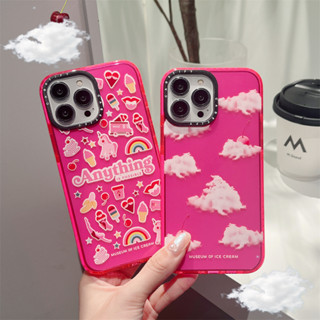 CASE.TIFY Summer ice cream Phone Case For iPhone 14 14pro 14promax 13 13pro 13promax Shockproof air cushion protects soft case Cartoon Graffiti cloud doodle printing 12 12pro 12promax 11 X xsmax case Suitable for girl Pink