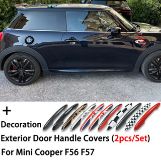 สติกเกอร์ติดมือจับประตูรถยนต์ สีดํา สําหรับ MINI Cooper S JCW F56 F57 2 ชิ้น