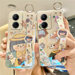 เคสโทรศัพท์ VIVO Y27 5G 4G V29 V27 Y36 Y02A V25 PRO Y02 Y22S Y22 Y16 Y35 Y02s V23e V23 Y76 Y33s Y21 Soft Phone Casing Glitter Rhinestone Cartoon Cute Bling Girlish Back Cover with Wristband Bracket Case วีโว่V29 VivoY27 VivoY36 VIVOV27 VivoY02A VIVOV29