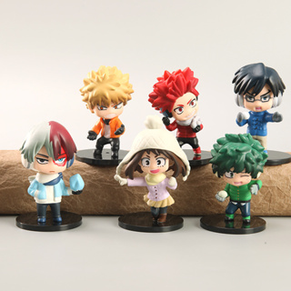 โมเดลฟิกเกอร์ PVC อนิเมะ My Hero Academia Midoriya Izuku Bakugou Katsuki Todoroki Shoto Ochaco Uraraka Q Version ขนาด 9.5 ซม. ของเล่นสําหรับเด็ก 6 ชิ้น ต่อชุด