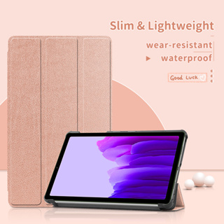 เคสแท็บเล็ต แบบพับได้สามทบ พร้อมฟังก์ชั่นปลุก สีพื้น สําหรับ Samsung Galaxy Tab A7 2020 T500