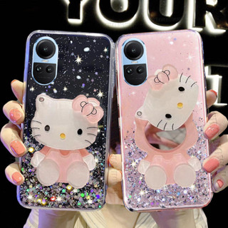 New เคส OPPO Reno 10 Pro+ 5G Reno10 Pro Thailand Version Reno 8 T 5G 8T 8Z 7Z 7 Pro Reno8 Pro Fashion Soft Case Starry Sky Transparent with Cute Cartoon Kitty Makeup Mirror เคสโทรศัพท์ Oppo Reno10Pro Reno10Pro+ Reno8 T Z Reno8Z รีโน8T รีโน10ProPlus