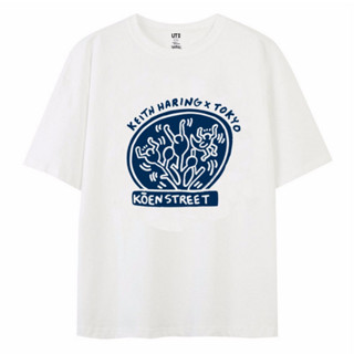 Uniqlo เสื้อยืดแขนสั้นลําลอง พิมพ์ลาย Keith Harling ทรงหลวม สําหรับผู้ชาย