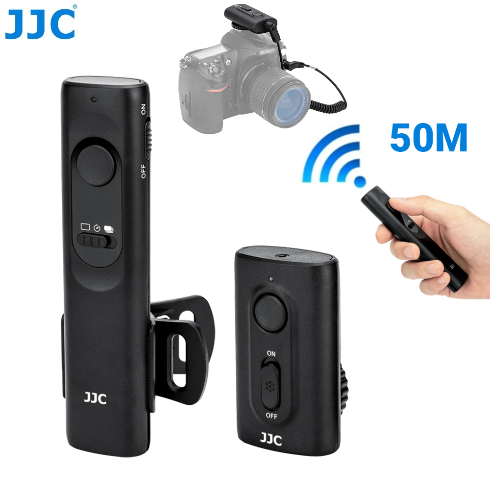 JJC RF-SWM รีโมทคอนโทรลไร้สาย 50 เมตร 2.4GHz สวิตช์สายลั่นชัตเตอร์วิทยุ สำหรับกล้อง DSLR Nikon Z5 Z6 Z6 III Z7 II Z6III Z7II D3100 D3200 D3300 D5000 D5100 D5200 D5300 D5500 D5600 D7000 D7100 D7200 D7500 D90 D600 D610 D750 COOLPIX P1000 P7700 P7800