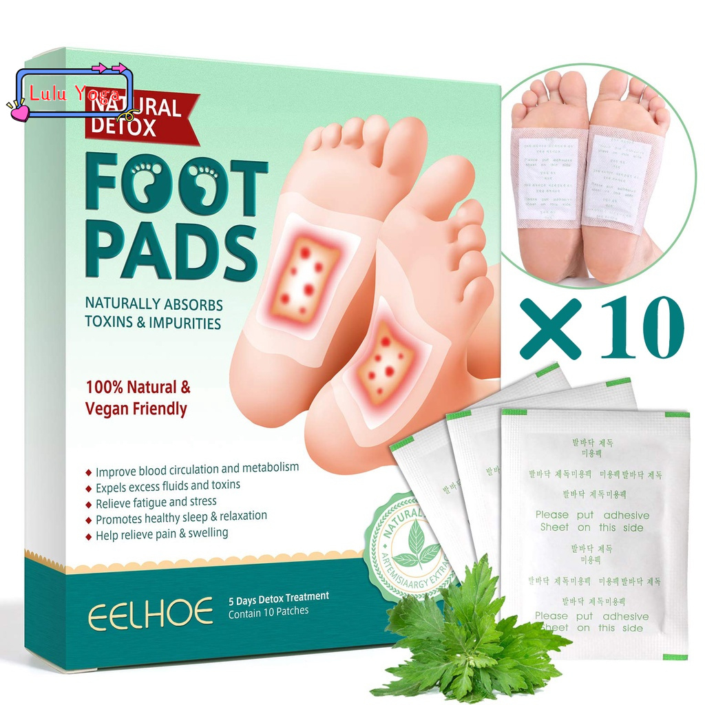 Foot Pads 10pcs แผ่นแปะเท้า แผ่นแปะเท้าสมุนไพร ดีท็อก แก้ปวด ของแท้