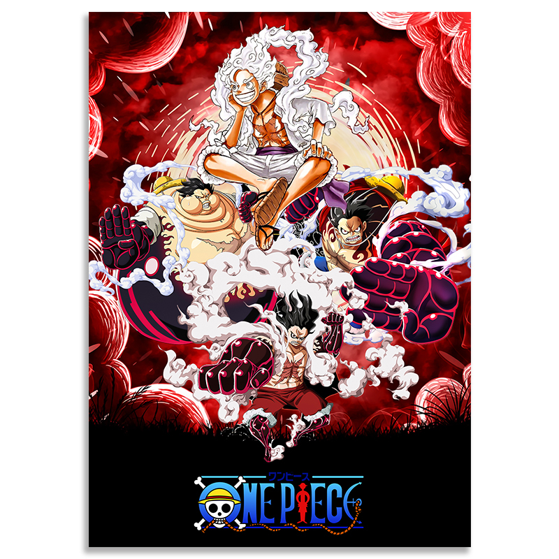 One Piece โปสเตอร์ Luffy Fifth Gear Nika โปสเตอร์ล่าสุดอะนิเมะโปสเตอร์ห้องนอนหอพักสติ๊กเกอร์ติดผนัง Nika God Luffy One Piece โปสเตอร์ HD ฟิล์มป้องกันกาวโปสเตอร์