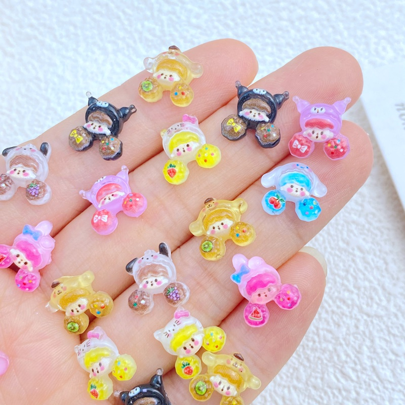 เรซิ่น ทรงกลม ลายการ์ตูนซานริโอ้ ขนาดเล็ก สําหรับตกแต่งเล็บ DIY จํานวน 50 ชิ้น
