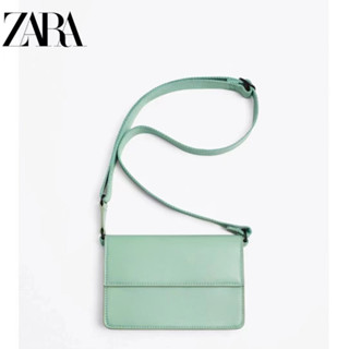 Zara กระเป๋าสะพายไหล่ ทรงสี่เหลี่ยม ขนาดเล็ก สีเขียว สไตล์สตรีท สําหรับผู้ชาย