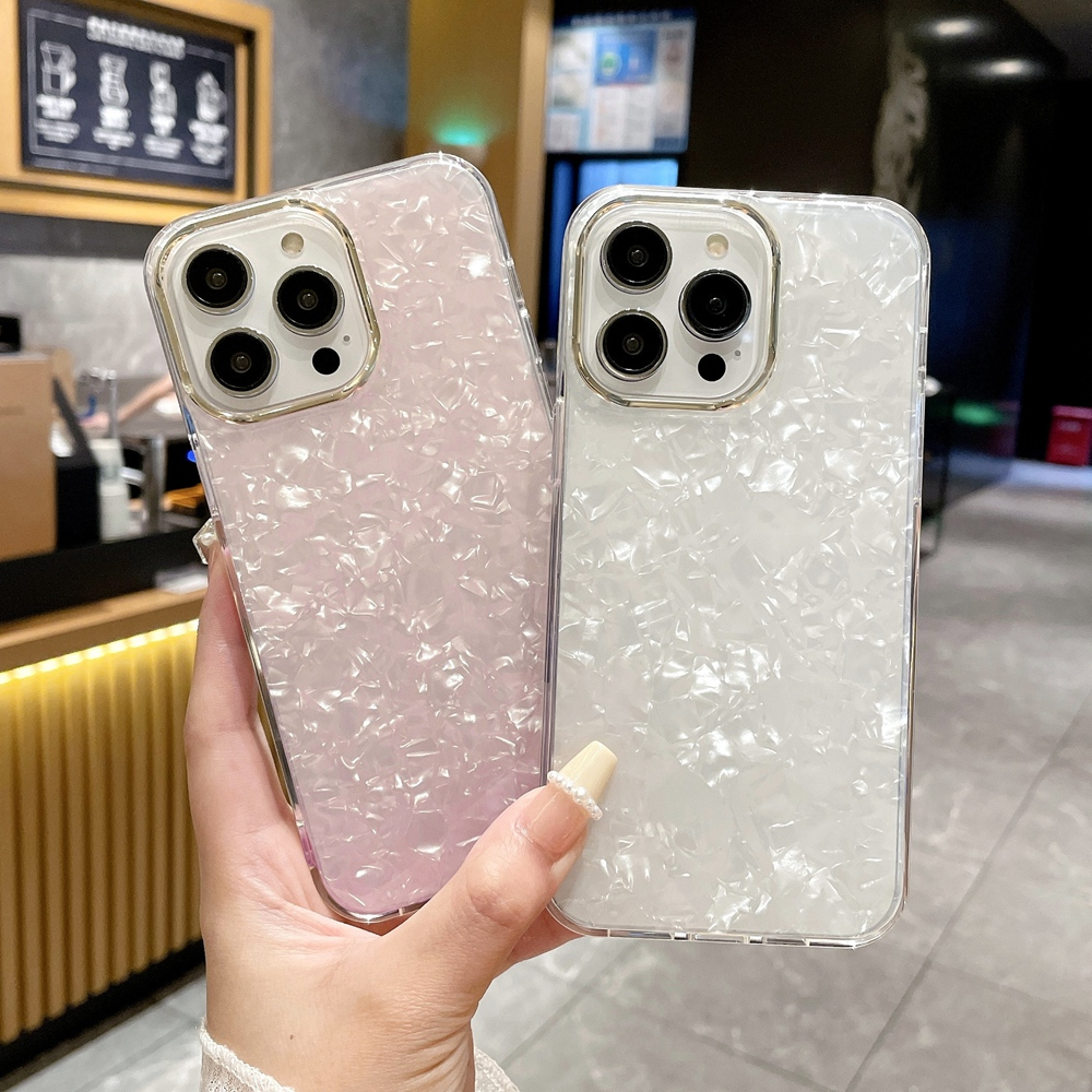 หอยสังข์รูปแบบเคสโทรศัพท์สําหรับ ไอโฟน 16 15 14 11 12 13 มือโปร สูงสุด ชุบทองกล้องกรอบปกแข็ง
