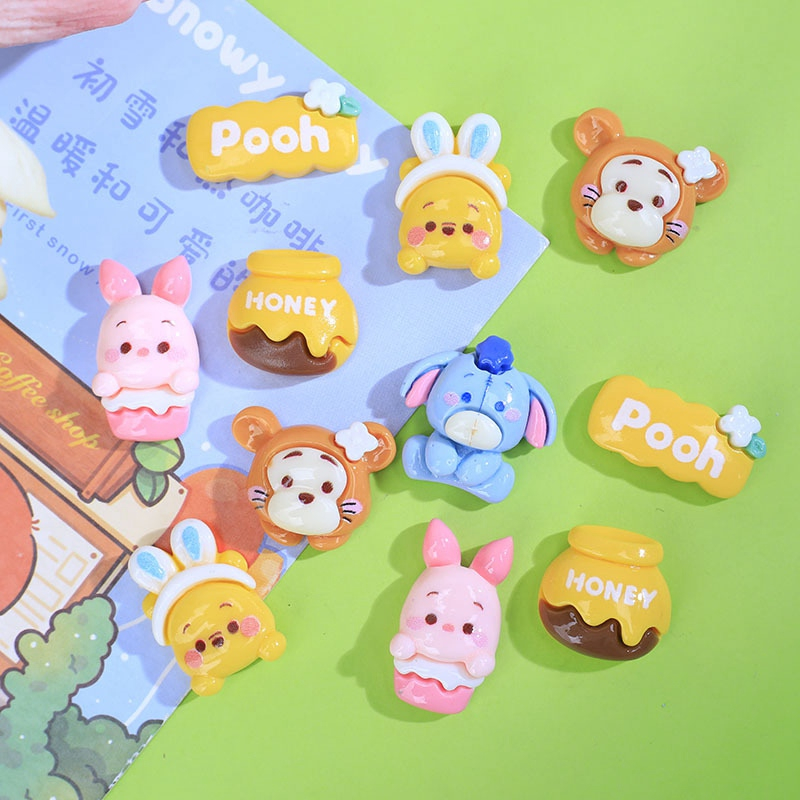 กิ๊บติดผมเรซิ่น รูปการ์ตูนสัตว์ดิสนีย์น่ารัก แฮนด์เมด DIY สีครีม อุปกรณ์เสริม สําหรับทําผม 10 ชิ้น