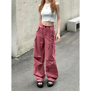 Drawstring work suit casual high waisted American wide leg pants casual pants