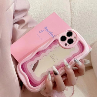 เคสโทรศัพท์มือถือกระจก กันกระแทก สีชมพู สําหรับ iPhone 11 12 12pro 12promax 13 13pro 13promax 14 14pro 14promax