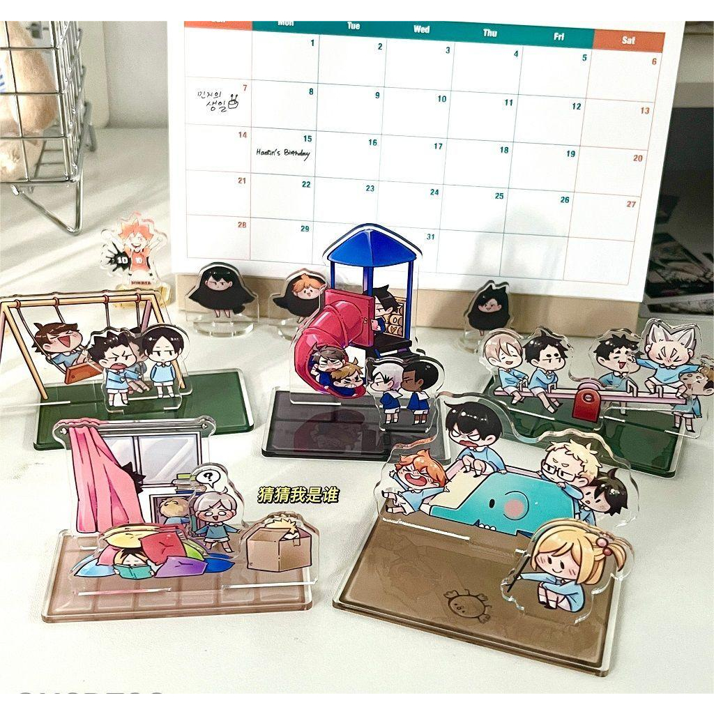 Volleyball Junior ขาตั้งอะคริลิค Haikyuu Humanoid ขาตั้ง Mini Stop Sign Hyuga Shoyo Kageyama Feiyu Tsukijima Firefly และ Toru Kawa Lone Claw บดหางสีดําตกแต่งห้อง