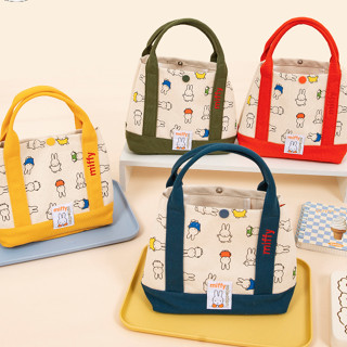 【สินค้าสปอต】Miffy กระเป๋าถือ ผ้าแคนวาส แบบหนา ขนาดเล็ก ลายกระต่ายน่ารัก สีตัดกัน