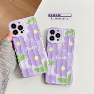 เคสโทรศัพท์มือถือ tpu นิ่ม ลายดอกไม้ สีม่วงอ่อน สําหรับ iPhone 14 14promax 14pro 12PRO 12PROMAX 13 13pro 13promax