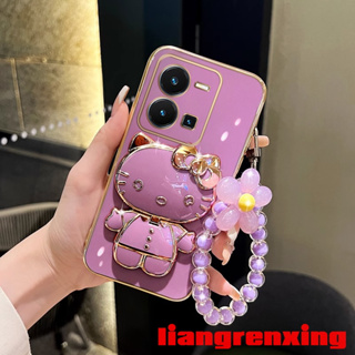 เคสซิลิโคนนิ่ม ลายดอกไม้ พร้อมสายคล้อง สําหรับ VIVO Y35 5G 2022 DDHK01