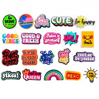 Jibbitz อุปกรณ์เสริมรองเท้าแตะ CROCS Pvc วลีสร้างแรงบันดาลใจ ลายการ์ตูน 1 ชิ้นสําหรับตกแต่งรองเท้า Accessories