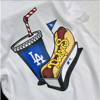 ใหม่ เสื้อยืด ลายสุนัขฮอตด็อก LA Dodgers สีขาว