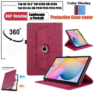 Samsung Galaxy Tab A8 10.5" (2021) SM-X200 SM-X205 / Tab S6 Lite SM-P610 P615 P613 P619 Rotate Leather Case Flip Cover Smart Shell