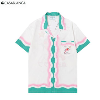 Casablanc เสื้อเชิ้ต แขนสั้น ผ้าฝ้าย พิมพ์ลาย มีสไตล์ สําหรับทุกเพศ