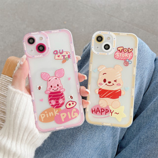 เคสโทรศัพท์มือถือ แบบใส กันกระแทก ลายการ์ตูนหมีพูห์บิน สําหรับ iPhone 14promax 14 13 13promax 12 11 X