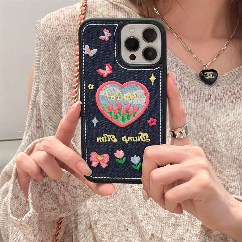 สําหรับiphone Case 16 Pro Max 15 Pro Max 14 Pro Max 13 Pro Max 12 Pro Max Denim - Butterfly of Love TPU Soft Case