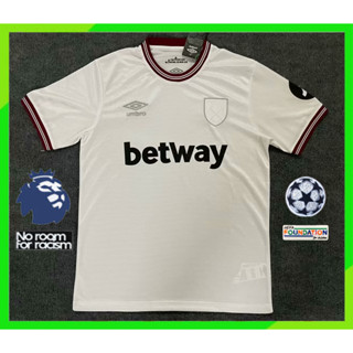 เสื้อกีฬาแขนสั้น ลายทีมชาติไทย West Ham away 23 24 ชุดเยือน สีขาว คุณภาพสูง AAA