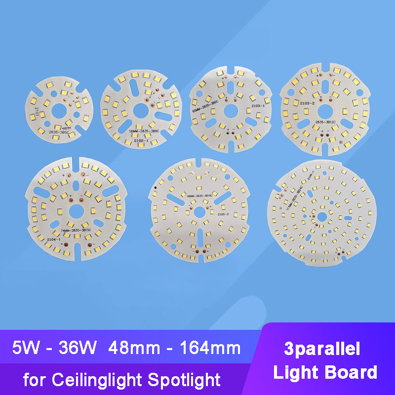 ชิปไฟ Led SMD 5W - 36W 48 มม. - 164 มม. ทรงกลม 3 ขนาน 2 ชิ้น