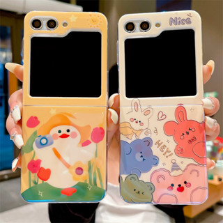 เคสซิลิโคนนิ่ม ลายการ์ตูนเป็ด แมว บลูเรย์ สําหรับ Samsung galaxy Z Flip5 Z Flip 4 3 5G