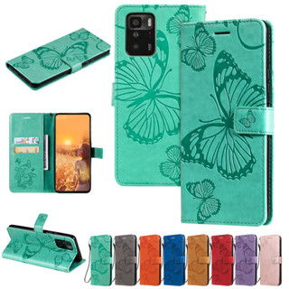 เคสโทรศัพท์หนัง PU นิ่ม ฝาพับ ลายผีเสื้อ พร้อมช่องใส่บัตร ตั้งได้ สําหรับ Xiaomi Poco M3 Pro 5G Redmi Note 10 5G Note 10 4G Note 10 Pro 4G