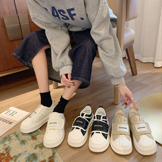 รองเท้าผ้าใบลําลอง สีขาว แฟชั่นสําหรับสตรี ไซซ์ 35-40