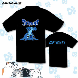 เสื้อกีฬาแบดมินตัน ระบายอากาศได้ดี พิมพ์ลายการ์ตูน Stitch แบบแห้งเร็ว สไตล์เกาหลี สําหรับผู้ชาย และผู้หญิง