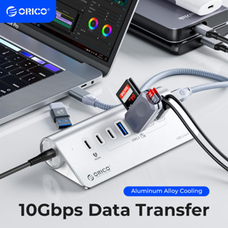 Orico ฮับ USB C 10Gbps USB 3.2 Gen 2 Hub พร้อม 2 พอร์ต USB A 2 พอร์ต USB C ตัวแยกอลูมิเนียม USB พร้อมอะแดปเตอร์ USB A พอร์ตพาวเวอร์ซัพพลาย Type C สําหรับ MacBook MacBook Pro(M3U4C3)