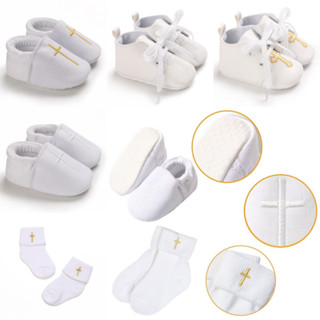 White Newborn Baptism Shoes Baby Christening Shoes Boys Girls Cross Church Soft Sole Shoes 0-18Months baptismal shoes for baby girl
