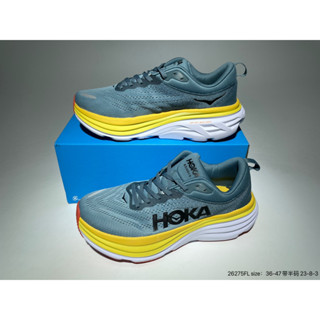 ใหม่ล่าสุด HOKA ONE Bondi 7 รองเท้ากีฬา รองเท้าวิ่ง ดูดซับแรงกระแทก สีเทา สีเหลือง สําหรับผู้ชาย และผู้หญิง 2023