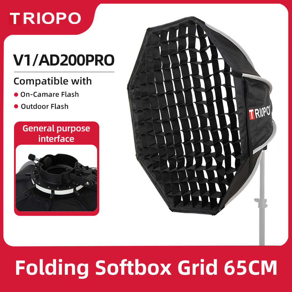 Triopo KX65 กล่องซอฟท์บ็อกซ์ ซอฟท์บ็อกซ์ ทรงแปดเหลี่ยม ขนาด 65 ซม. สําหรับ Godox V1 Speedlite Softbo