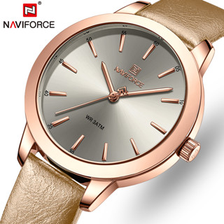 Naviforce ของแท้ นาฬิกาข้อมือควอตซ์แฟชั่น สายหนัง กันน้ํา แนวเรียบง่าย สําหรับสตรี 5024