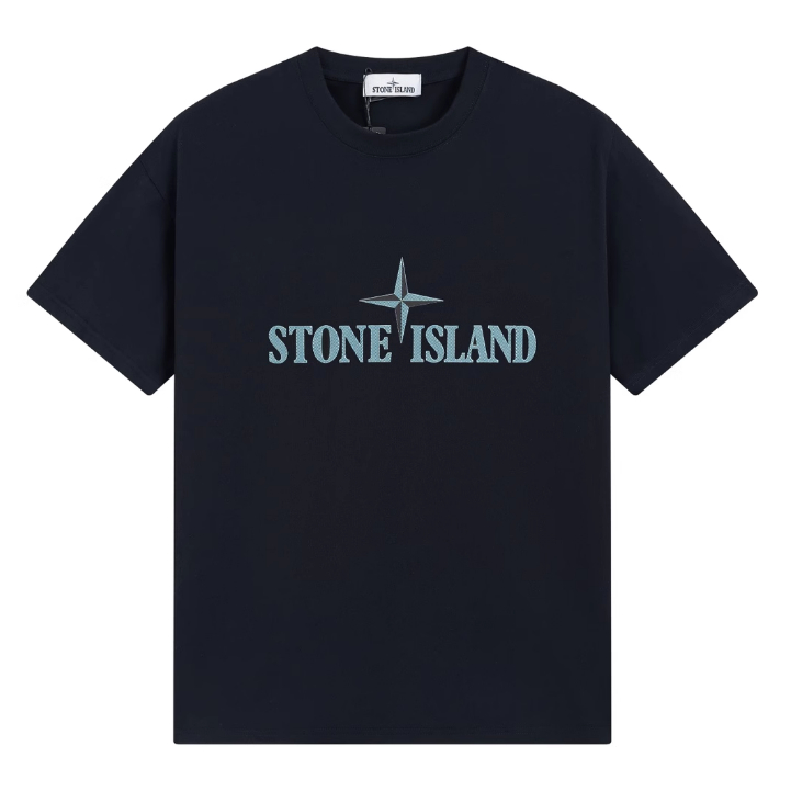 STONE ISLAND หิน เกาะ โลโก้แฟชั่นพิมพ์เสื้อยืดผ้าฝ้ายแท้ผู้ชาย