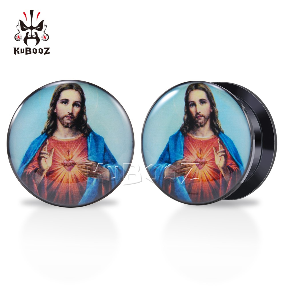 Kubooz 2 ชิ้น ปลั๊กอุโมงค์ ผู้ชาย หัวใจ เกจ ยืด อะคริลิค ขยาย เจาะร่างกาย เครื่องประดับต่างหู