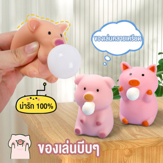 ของเล่นหมู หมูเป่าฟองได้ ของเล่นบีบอัด สกุชชี่ piggy squeeze toy บีบคลายเครียด หมูยาง สกุชชี่ยืดได้ ของเล่นแก้เครียด