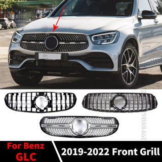 กระจังหน้ากันชนหน้า ประดับเพชร GT สําหรับ Mercedes X253 C253 Benz GLC 300 200 260 Facelift Hood Mesh 2019 2020 2021 2022