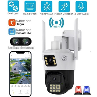 Tuya Smart Life กล้องวงจรปิด CCTV 4MP PTZ WiFi IP เลนส์คู่ และหน้าจอคู่ กันน้ํา ติดตามอัตโนมัติ