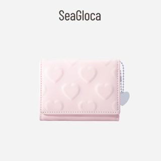 Seagloca ใหม่ กระเป๋าสตางค์ ใบสั้น หนัง PU พิมพ์ลายหัวใจ แฟชั่นเกาหลี สําหรับผู้หญิง No 1624