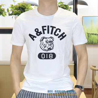 Abercrombie&amp;fitch เสื้อยืดลําลอง ผ้าฝ้าย แขนสั้น คอกลม พิมพ์ลายแบรนด์แฟชั่น สําหรับผู้ชาย