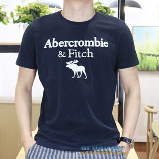 Abercrombie&amp;fitch เสื้อยืดลําลอง ผ้าฝ้าย แขนสั้น คอกลม พิมพ์ลายแบรนด์แฟชั่น สําหรับผู้ชาย