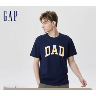 เสื้อยืดแขนสั้น ผ้าฝ้ายแท้ พิมพ์ลายโลโก้ Gap สําหรับผู้ชาย และผู้หญิง 672055 เสื้อยืดลําลอง